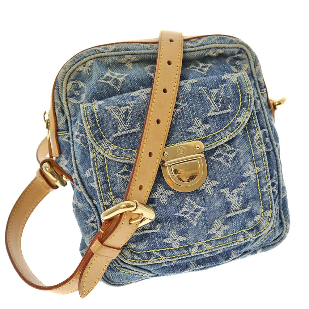 LOUIS VUITTON Camera Bag Shoulder Monogram Denim Blue Crossbody